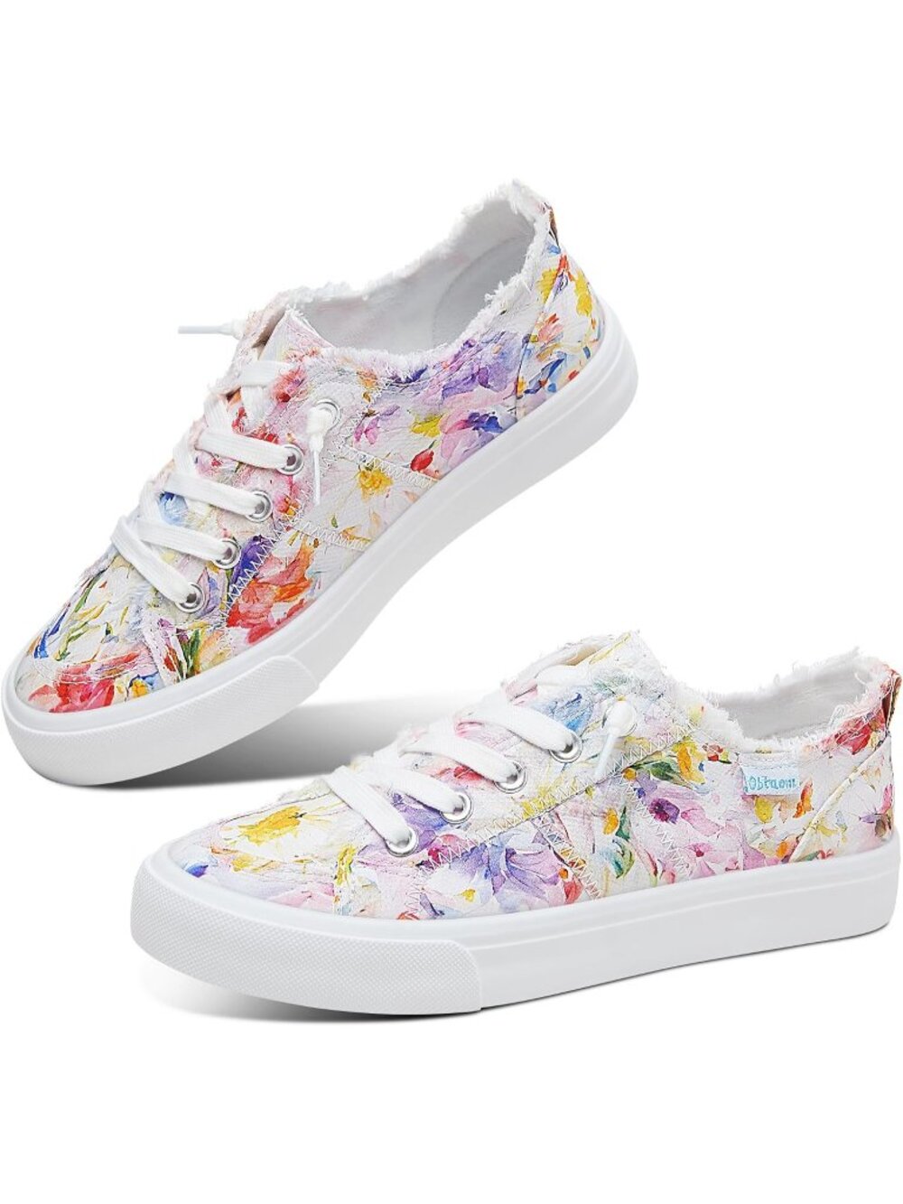 Womens Multi Canvas Play Floral Sneakers Canvas Slip on Shoes Fashion Sneaker